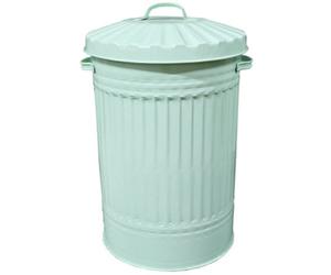 Ketobarrow Sage Green Metal Bin Retro Galvanised Dustbin Vintage Style Straight Sided Steel Bin - 45L