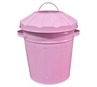 KetoBarrow Small 15 Litre 15L Retro Style Round Metal Bin Rubbish Waste Dustbin Bin with Lid Ideal for Bedroom or Bathroom Bin - Pink 35cm