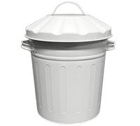 KetoBarrow Small 15 Litre 15L Retro Style Round Metal Bin Rubbish Waste Dustbin Bin with Lid Ideal for Bedroom or Bathroom Bin - Cream 35cm