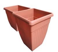 Ketobarrow Terracotta Large Tall Planter Pack Of 2 Square Plastic Garden Flower Plant Pot For Patio Garden Or Indoor Plants Terracotta