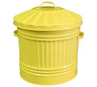 KetoBarrow Yellow Retro Bin Vintage Style Metal Dustbin with Lid Suitable for Indoor or Outdoor - Classic Bin Steel Dustbin for Animal Feed, General Waste, Storage - Yellow - 50L