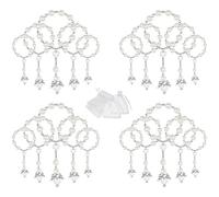 Ketogauu 20 Pcs Baptism Acrylic Rosary Beads Mini Rosaries Angel with Organza Bags for the First Communion Baptism Favors
