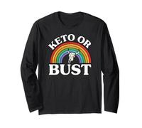 Ketogenic Diet Keto Or Bust Western Cow Skull Retro Long Sleeve T-Shirt