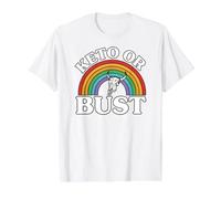 Ketogenic Diet Keto Or Bust Western Cow Skull Retro Value Graphic T-Shirt, Men, White, S