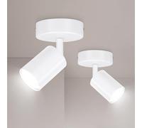 Ketom 2 x Spotlight Ceiling Light - GU10 LED Spotlight Matt White Single Adjustable Spotlight Wall Light - 1 Spot Ceiling Lights - Bulb Not Included