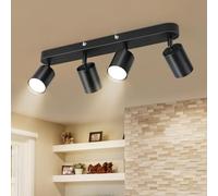 Ketom 4 Way Adjustable Ceiling Spotlights - GU10 LED Indoor Spot Light - Matt Black Modern Ceiling Spot Lights Industrial Hallway Fitting Rotatable for Kitchen, Living Room - Bulb Not Included