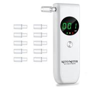 Ketone Home Tester Professional Portable Ketosis Breath Meter Digital Breath Ketone Analyzer for Testing ketosis with 10 Reusable Mouthpieces - White