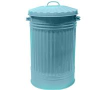 KetoPlastics 110L Metal Bin with Dustbin Lid Galvanised 110 Litre Bin, for the Home, Kitchen Rubbish, Waste, Outdoor or Indoor Bin, Animal Feed - Duck Egg Blue Retro Vintage Style Metal Bin