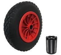 KetoPlastics 14" PU SOLID WHEELBARROW WHEEL/TYRE 3.50-8 PUNCTURE PROOF WITH PLASTIC CENTRE - WITH 1" (25.4MM) BEARINGS