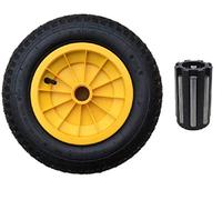 KetoPlastics 14" YELLOW PNEUMATIC WHEELBARROW WHEEL (PUMP UP) WITH 1" (25.4mm) NEEDLE BEARINGS 3.50/4.00-8