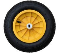KetoPlastics 14" YELLOW PNEUMATIC WHEELBARROW WHEEL (PUMP UP) WITH 12MM ROLLER BEARINGS 3.50/4.00-8