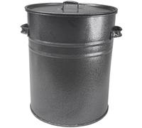 KetoPlastics 15L Antique Silver Ash Bin Bucket With Lid & Handles For Fireplaces Fire Pits Coal Burning Stove Metal Bin Box - 15L