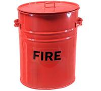 KetoPlastics 30L Red Fire Bucket Ash Bin With Lid - Metal Fire Bucket For Sand 39Cm High