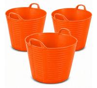 KetoPlastics 3X 42L Garden Home Flexible Tub Container Bucket Flextub Made In The Uk 42 Litre Orange