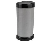 KetoPlastics 42L Carbon Touch-Top Kitchen Bin, Silver Metallic Finish, With Liner Ring
