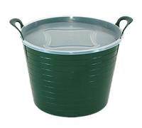 KetoPlastics 42L FLEXI TUB WITH PLASTIC LID, TRUG, BUCKET, BASKET, FLEXIBLE, STORAGE (GREEN)