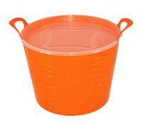 KetoPlastics 42L ORANGE FLEXI TUB WITH LID, TRUG, FEEDING BUCKET, WATER BUCKET, GARDEN, FLEXIBLE