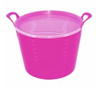 KetoPlastics 42L PINK FLEXI TUB WITH LID, TRUG, FEEDING BUCKET, WATER BUCKET, GARDEN, FLEXIBLE