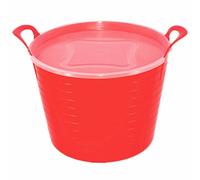 KetoPlastics 42L RED FLEXI TUB WITH LID, TRUG, FEEDING BUCKET, WATER BUCKET, GARDEN, FLEXIBLE