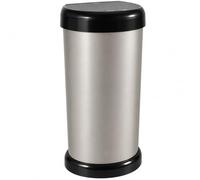 KetoPlastics 42L Touch Top Kitchen Bin Platinum Grey Slim Flat Back Design | Rubbish Waste Bin Fits Standard 50L Liners, Durable Plastic Moda Bin