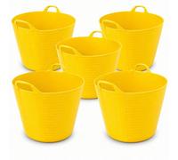 KetoPlastics 42L Yellow Flexible Tub Multi-Purpose Garden Tubs With Handles Builders Buckets Heavy Duty Ideal Plastic Bucket Durable