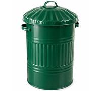 KetoPlastics 45L Metal Dustbin With Lid, Powder-Coated Steel, Dark Green, Uk Made
