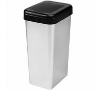 KetoPlastics 45L Silver Touch-Top Kitchen Bin, Metal-Look Iml Finish, Recycle Waste Bin