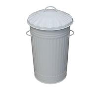 KetoPlastics 46L Litre Cream Galvanised Retro Slim Metal Bin - Kitchen Rubbish Waste Dustbin Storage
