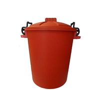 KetoPlastics 50L PLASTIC HANDLE RED Garden Storage Dustbin Bin 50 Litre Refuse HEAVY DUTY