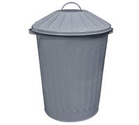 KetoPlastics 50L Round Kitchen Bin, Powder-Coated Steel With Grey Metal Lid