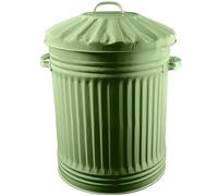 KetoPlastics 60L Sage Retro Bin Vintage Style Metal Dustbin with Lid Suitable for Indoor or Outdoor - Classic Bin Steel Dustbin for Animal Feed, General Waste, Storage and More - Sage - 60 Litre