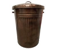 KetoPlastics 90L COLOURED METAL DUSTBIN WASTE BIN RECYCLING IDEAL FOR INDOOR AND OUTDOOR, ANIMAL FEED (BRONZE)