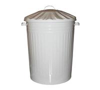 KetoPlastics 90L COLOURED METAL DUSTBIN WASTE BIN RECYCLING IDEAL INDOOR AND OUTDOOR, ANIMAL FEED (WHITE)