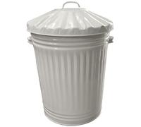 KetoPlastics 90L Cream Retro Bin Vintage Style Metal Dustbin with Lid Suitable for Indoor or Outdoor - Classic Bin Steel Dustbin for Animal Feed, General Waste, Storage - Cream - 90 Litre