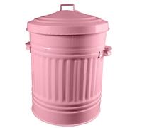 KetoPlastics Baby Pink Metal Bin With Dustbin Lid Strong Steel 30L Bin Ideal For The Home Kitchen Rubbish Waste Bin Animal Feed Pet Food Bin