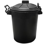 KetoPlastics Black 50L Large Heavy Duty Plastic Bin Dustbin Storage With Locking Lid For Home Garden Rubbish Waste Animal Feed Rodent Proof Bin