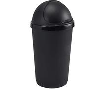 KetoPlastics Black Bullet Bin Wastepaper Recycle Dustbin with Flap Lid Kitchen Rubbish Bin - 50L