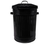KetoPlastics Black Metal Bin Retro Galvanised Dustbin Vintage Style Steel Bin - 45L