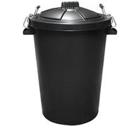 KetoPlastics Black Outdoor Litter Bin 80L / 85L Waste Bin With Locking Lid