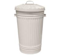 KetoPlastics Cream Metal Bin Retro Dustbin Waste Rubbish Waste Animal Feed Outdoor Or Indoor Bin, Slim Tall Tapered Steel 45L