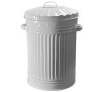 KetoPlastics Cream Metal Bin Retro Galvanised Dustbin Vintage Style Steel Bin - 45L