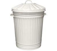 KetoPlastics Cream Metal Bin Retro Galvanised Dustbin Vintage Style Steel Bin - 90L