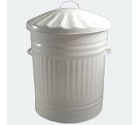 KetoPlastics Cream Retro Metal Bin - 60L Galvanised Steel Dustbin with Lid - Powder Coated Cream / Ivory - Ideal for Indoor or Outdoor Use