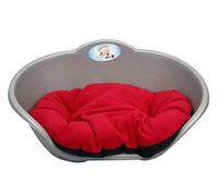 KetoPlastics DOG BED GREY PLASTIC WITH RED CUSHION/MEDIUM HEAVY DUTY PET BED - DOG/CAT/ANIMAL/SLEEP/BASKET