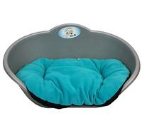 KetoPlastics DOG BED GREY PLASTIC WITH TEAL CUSHION/MEDIUM HEAVY DUTY PET BED - DOG/CAT/ANIMAL/SLEEP/BASKET