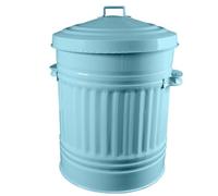 KetoPlastics Duck Egg Blue Metal Bin With Dustbin Lid Strong Steel 30L Bin Ideal For Kitchen Bathroom Rubbish Bin Animal Feed Pet Food