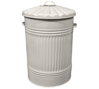 KetoPlastics Extra Large Bin Cream Metal Bin for Animal Feed, Rubbish Waste or Storage - 130L