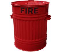 KetoPlastics Fire Bucket Ash Bin With Lid - Metal Fire Bucket For Sand 39Cm High - 30L Red