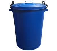 KetoPlastics Large 110L Blue Plastic Bin with Locking Lid - Heavy Duty Outdoor Storage Container, Clip-lock Lid, Weather Resistant, Strong Handles for Garden Waste, Rubbish & Animal Feed