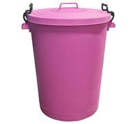 KetoPlastics Large 110L Pink Plastic Bin with Locking Lid - Heavy Duty Outdoor Storage Container, Clip-lock Lid, Weather Resistant, Strong Handles for Garden Waste, Rubbish & Animal Feed